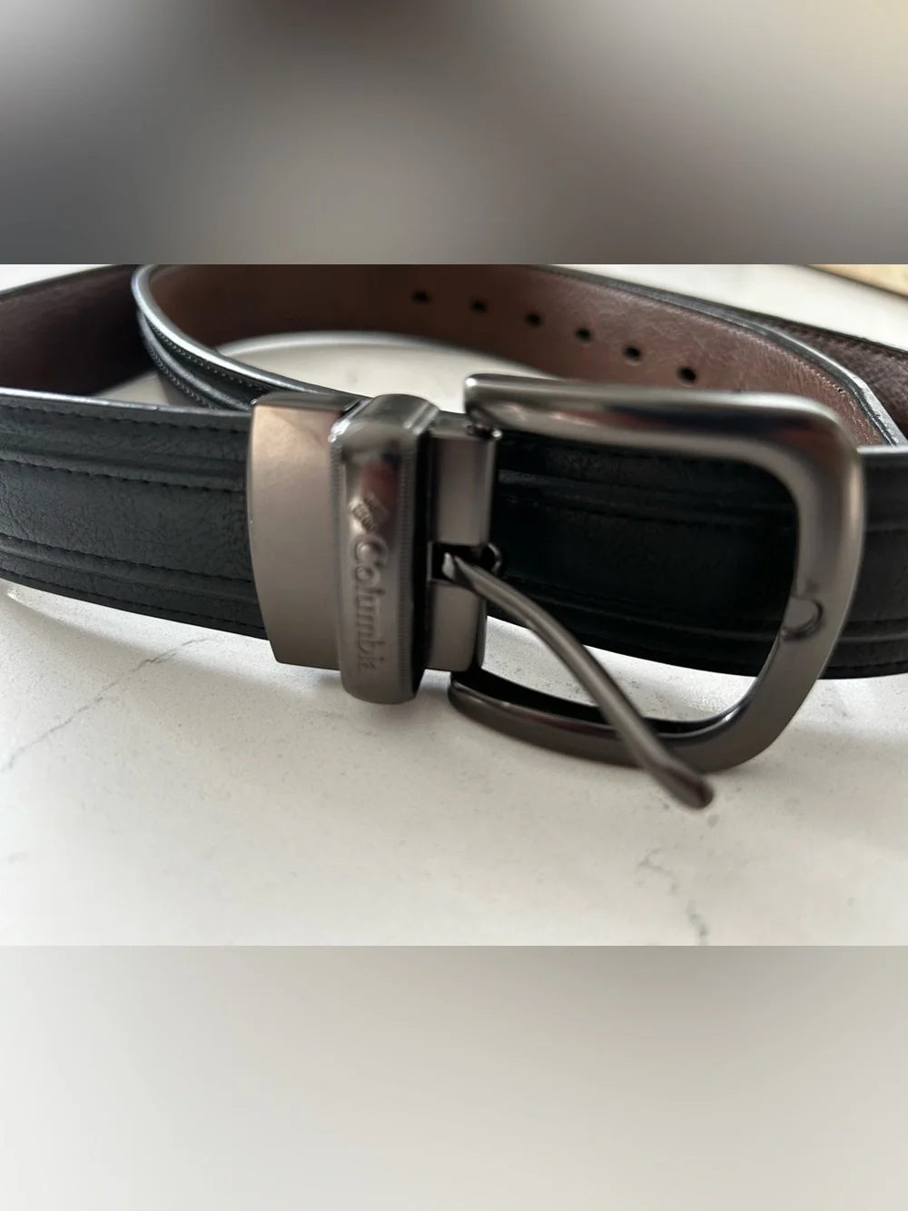 Men’s Columbia belt leather reversible black/ brown XL